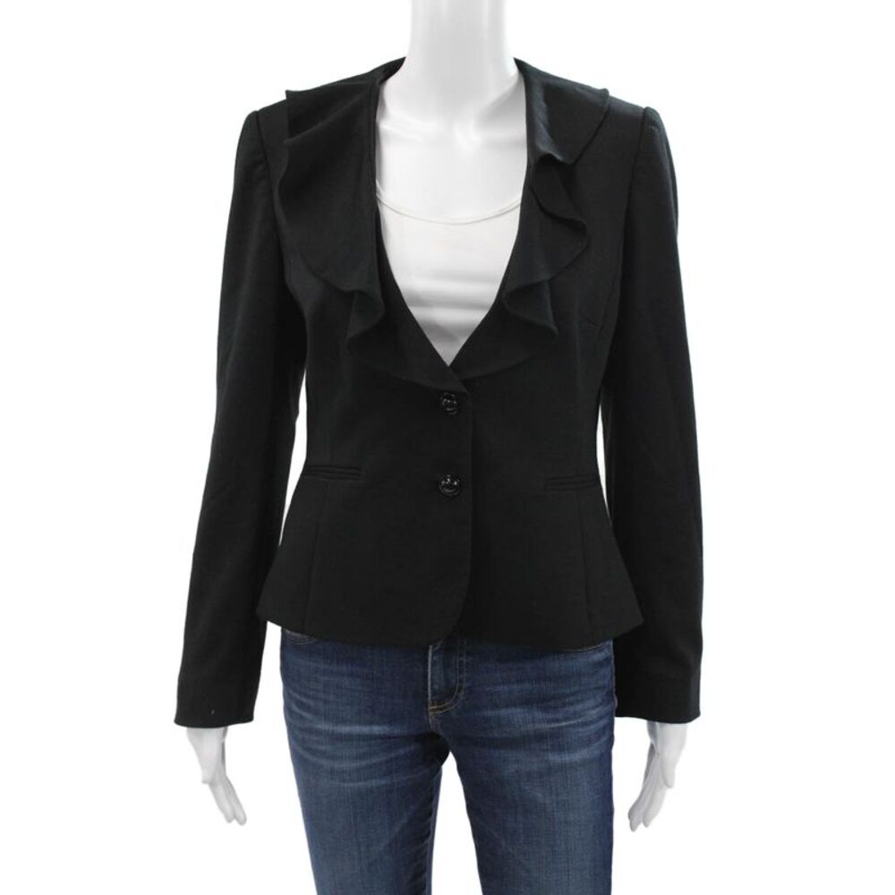 Tahari Levine Women Blazer Black Long Sleeve Button Solid Size 4